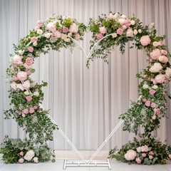 White Heart Shape Wedding Arch Stand Double Layers Metal Flower Balloon Arbors