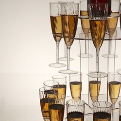 CLEAR 3-Tier 21″ Round Acrylic Champagne GLASSES HOLDER Flutes Stand Party Event