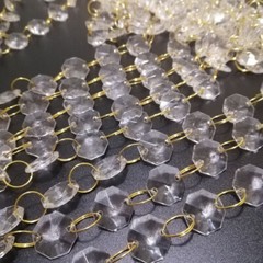 50M 14mm Octagonal Acrylic Crystal Beads Chain Strand Garland Wedding Hanging