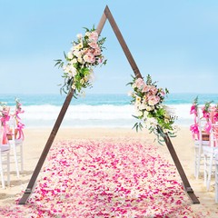 Wooden Triangle Wedding Arch 8.2ft Rustic Backdrop Stand With Grass Nails Decor