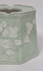 Vintage Ceramic Candle Shade Tealight Luminary Green Ivy Leaf Cottage Decor NIB