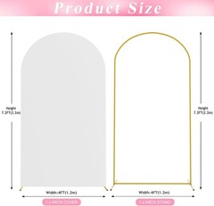 7.2 FT Wedding Arch Backdrop Stand and White Arch Cover Metal Arch Stand