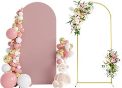 7.2 FT Wedding Arch Backdrop Stand and White Arch Cover Metal Arch Stand