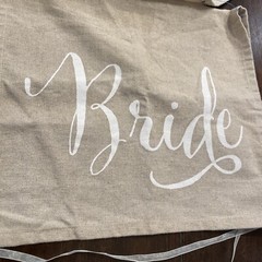 Bride & Groom Wedding Chair Decor Burlap Fabric Signs Rustic Country Beige/White