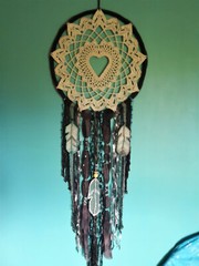 X Large 136cm heart dreamcatcher wall hanging teal black wedding decor blue grey