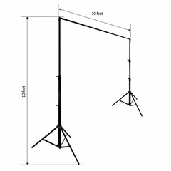 10ft x 10ft Black BACKDROP STAND KIT Photo Background Wedding Party Decorations