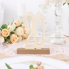 20 Natural 6 in Wood 1-20 TABLE NUMBERS Signs Set Rectangular Base Party Events