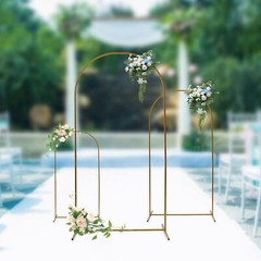 3 Pcs Arch Backdrop Stand Wedding Backdrop Gold Stand For Wedding Ceremony Metal