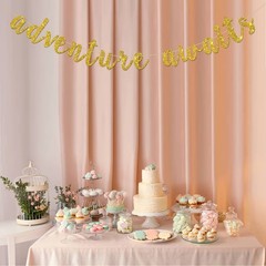 Adventure Awaits Banner, Wedding Engagement Party Bunting Decor, Congrats Gra…