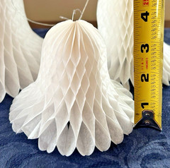 White Paper Honeycomb Wedding Bells Decorations Hanging Set of 4, 6″, 4.5″, 3.5″