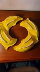 Decor Vintage Chip Trays No Dip Bowl Unmarked Pottery Glazed Yellow Orange