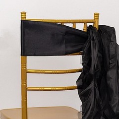 5 BLACK Curly Willow Chiffon Satin CHAIR SASHES Party Event Decorations Supplies