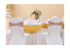 Double-Sided Sequins Rose Gold Chair Sashes for Wedding Decor, Rose Gold Sequ…