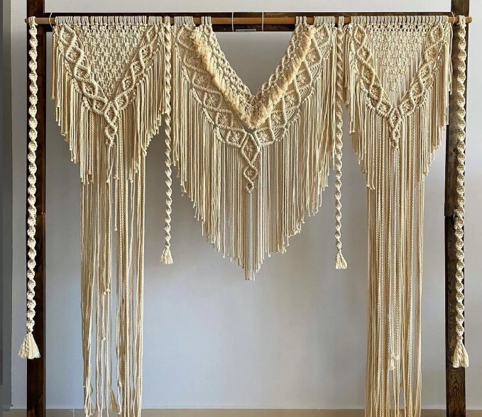 Bohemian Macrame wedding backdrop, Macrame wedding arch, Large Macrame Curtain