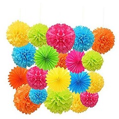 Paper Pom Poms Color Tissue Flowers Hanging Paper Fans Celebration Wedding