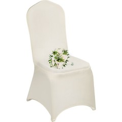 100 PCS Ivory Chair Covers Polyester Spandex Stretch Slipcovers Wedding Party