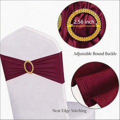 Reusable Dark Burgundy Chair Sashes 50 Count with Gold Buckles for Celebrations