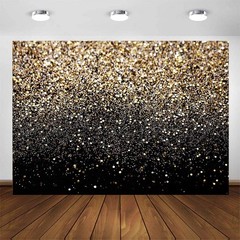 CYLYH 8x6ft Black and Gold Backdrop Glitter Dot Party Decor Vintage Backgroun…