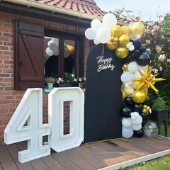 Black and Gold Balloon Garland Arch Kit, 185Pcs Explosion Star Black White Me…