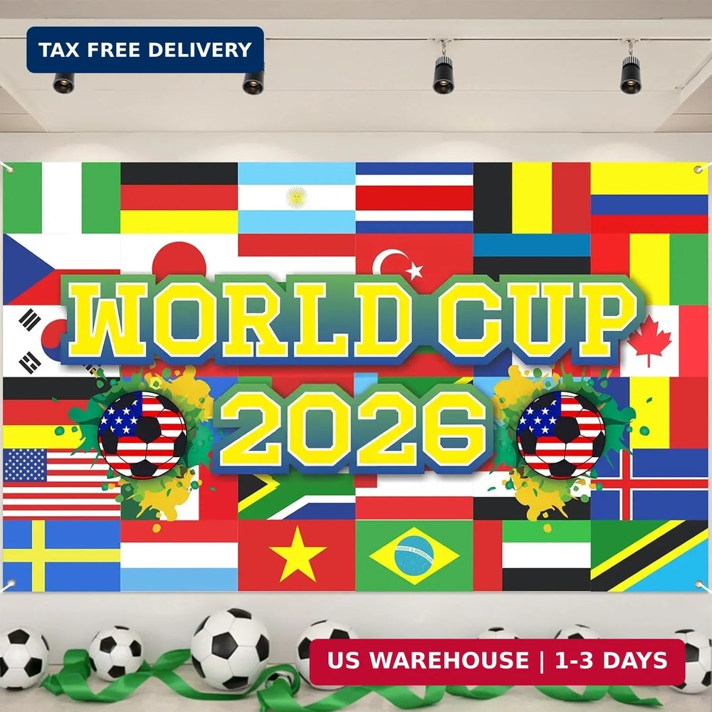 World Football Tournament Cup Celebration Backdrop 43×71 Inch 2026 Vibrant Socce