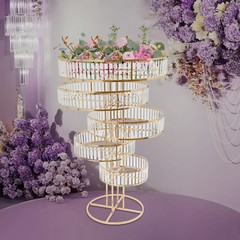 Wedding Gold Crystal Flower Stand Round Pedestal Stand Crystal Flower Stand NEW