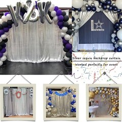 TCBESTO Silver Sequin Backdrop Curtain 8FTx8FT 1 Panel Sparkly Wedding Party Bac