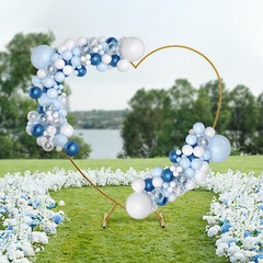 210cm(6.89ft) Heart Shaped Gold Metal Balloon Arch Stand Frame Display Kit Love