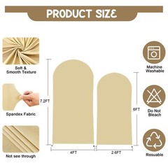 Khaki Arch Backdrop Covers – 7.2FT, 6FT Spandex Fitted Wedding Arch Stand Cov…