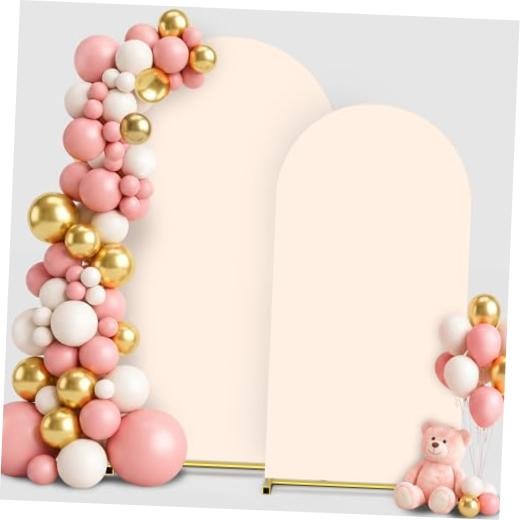 Arch Backdrop Cover Set of 2(7.2FT+6FT), Spandex Fitted Arch 7.2+6 FT Beige