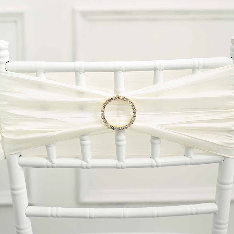 Gold 2 in Round Metal Chair Sash Pin Buckle Rhinestones Party Events Decorations