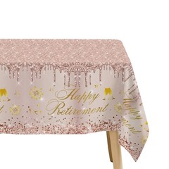 Retirement Decorations for Women Tablecloth – Disposable Rose Gold Happy Reti…