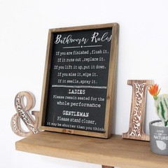Rustic Bathroom Rules Sign,Farmhouse Toilet Wall Decor,Funny Bathroom Wood Fr…