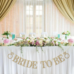 Pre-Strung Bride to Be Banner NO DIY Bride to Be Sign Gold Glitter Bacheloret…