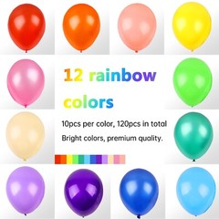 RUBFAC 120 Balloons Assorted Color 12 Inches Rainbow Latex Balloons, 12 Brigh…
