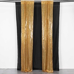 2 GOLD 8ft x 2ft Sequined Backdrop Curtain with Rod Pockets Wedding Decorations