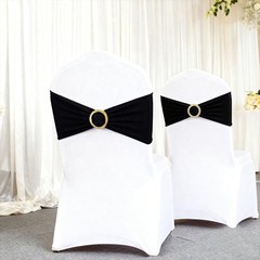 Black Chair Sashes 50 Pack with Gold Buckle Slider, Spandex Sashes for Foldin…