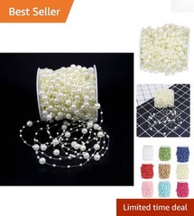 100 Feet Ivory Artificial Pearl String Beads – Ideal for Wedding Decorations