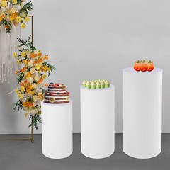 3pcs Pedestal Stand White Pedestal Display Stand Cylinder Pedestal Stand Set