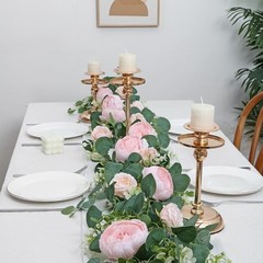 2 Pack 13FT Flower Garland, Artificial Rose Vine Fake Flower 2PCS Light Pink