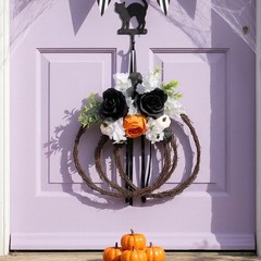 Fabric Plastic Rattan Pumpkin Floral Hanging Ornament for Seasonal Decor