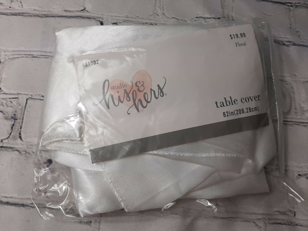 Studio His & Hers White 82″ Wedding Special Occasion Deco Fabric Table Cover