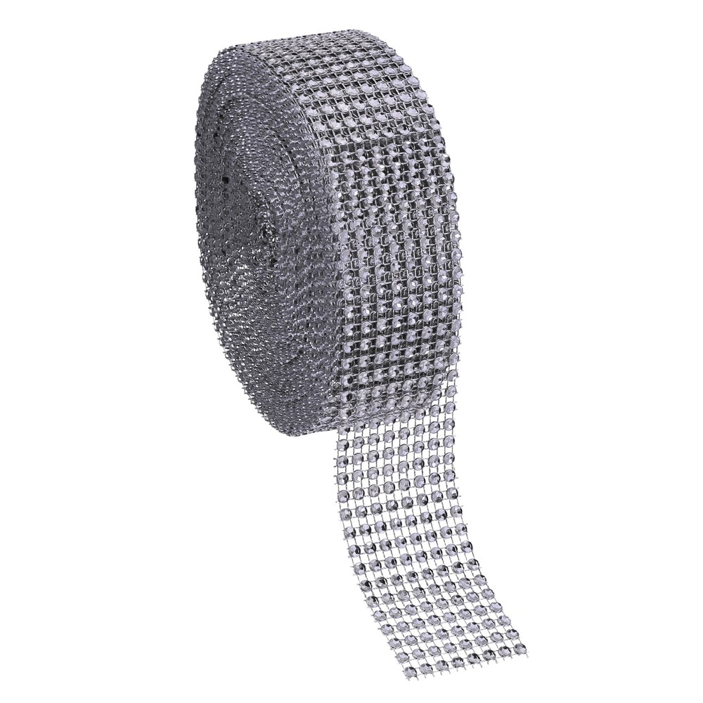 1.5″x10 Yard Crystal Rhinestones Mesh Ribbon Gray (4mm)