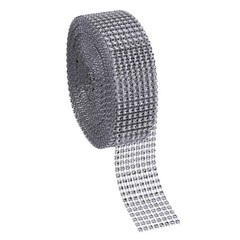 1.5″x10 Yard Crystal Rhinestones Mesh Ribbon Gray (4mm)