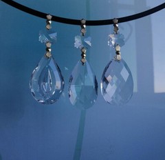 10pcs Clear 38mm Crystal Dorp Hanging Chandelier Lamp Parts Pendant Gold Bowties