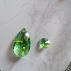 Green Color 20pcs 38mm Crystal Teardrop & 20pcs 14mm Crystal Octagon Loose Beads