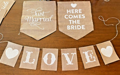 Rustic Wedding Decorations (used)- 18 Piece Lot- Burlap/Hand Made/Antique