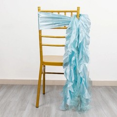 5 BLUE Curly Willow Chiffon Satin CHAIR SASHES Party Event Decorations Supplies