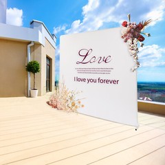 White Metal Square Backdrop Stand 2 × 0.5 × 2 m 6.56 Ft Wedding Arch With Cover