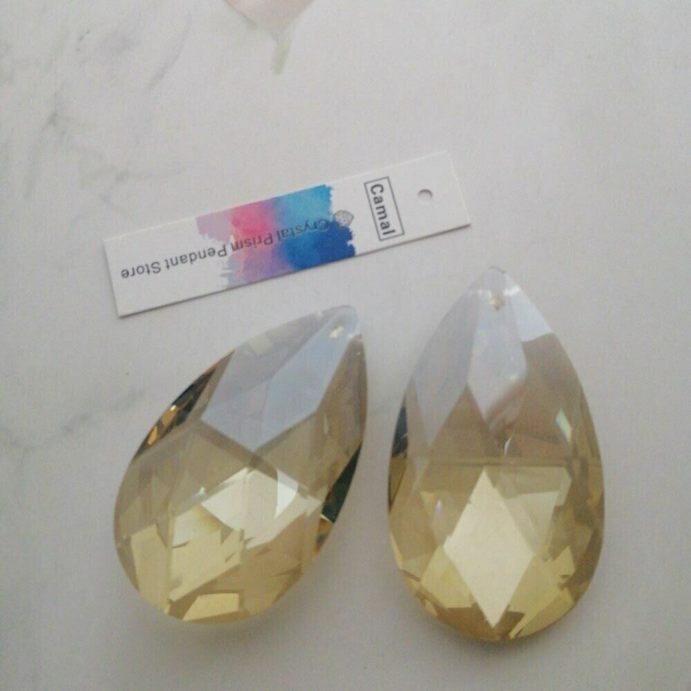 10pcs 60mm Cognac/Gold Champagne Water Drops K9 Crystal Pendant Prism Chandelier