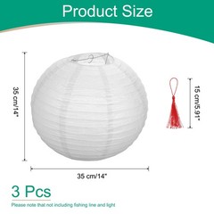 3 Pcs White Round Paper Lanterns 14 Inch Paper Lantern Party Decorations